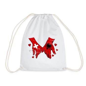 Drapeau suisse Albanie se tenant la main utilisé - Sac de sport léger - blanc - Devant