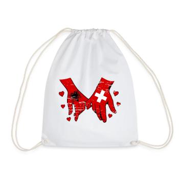 Drapeau de l’Albanie et de la Suisse se tenant la main utilisé - Sac de sport léger - blanc - Devant