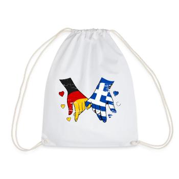 Deutschland Griechenland Flagge Händehalten - Turnbeutel - Weiß - Vorne