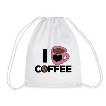 Heart Mug in Pink on Black - Drawstring Bag - white - Front