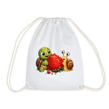 Petite amie tortue et joie fraise - Sac de sport léger - blanc - Devant