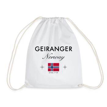 Geiranger Norwegen Koordinaten Reise Souvenir - Turnbeutel - Weiß - Vorne