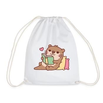 La loutre mignonne se détend avec un livre - Sac de sport léger - blanc - Devant