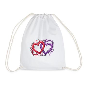 Intricate heart duets - Drawstring Bag - white - Front