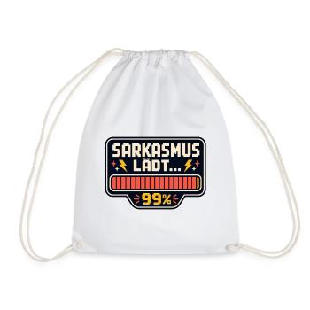 Sarkasmus lädt 99% – Lustiger Spruch - Turnbeutel - Weiß - Vorne