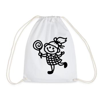 Mädchen mit Lolli - line - Turnbeutel - Weiß - Vorne