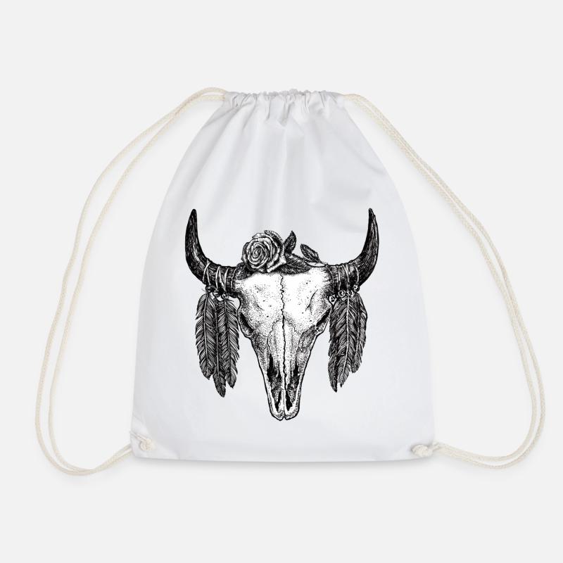 Skull Tattoo II - Drawstring Bag - white