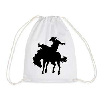 Design with cowboy and horse - Drawstring Bag - white - Front