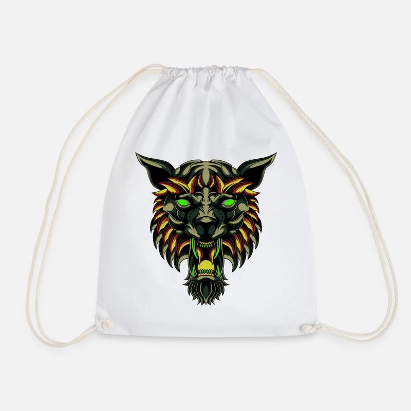 Wolf Tshirt, Wolf Lover Tshirt Werewolf - Drawstring Bag - white