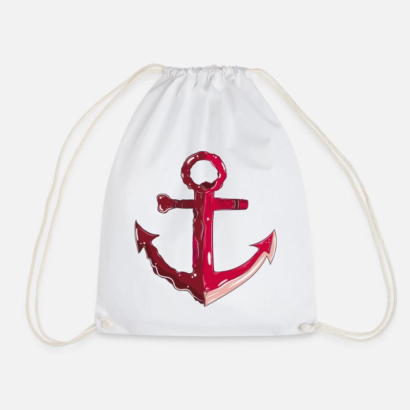 Anchor - Drawstring Bag - white