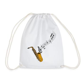 Saxophonist Jazz Music Sheet Music Saxophone - Drawstring Bag - white - Front