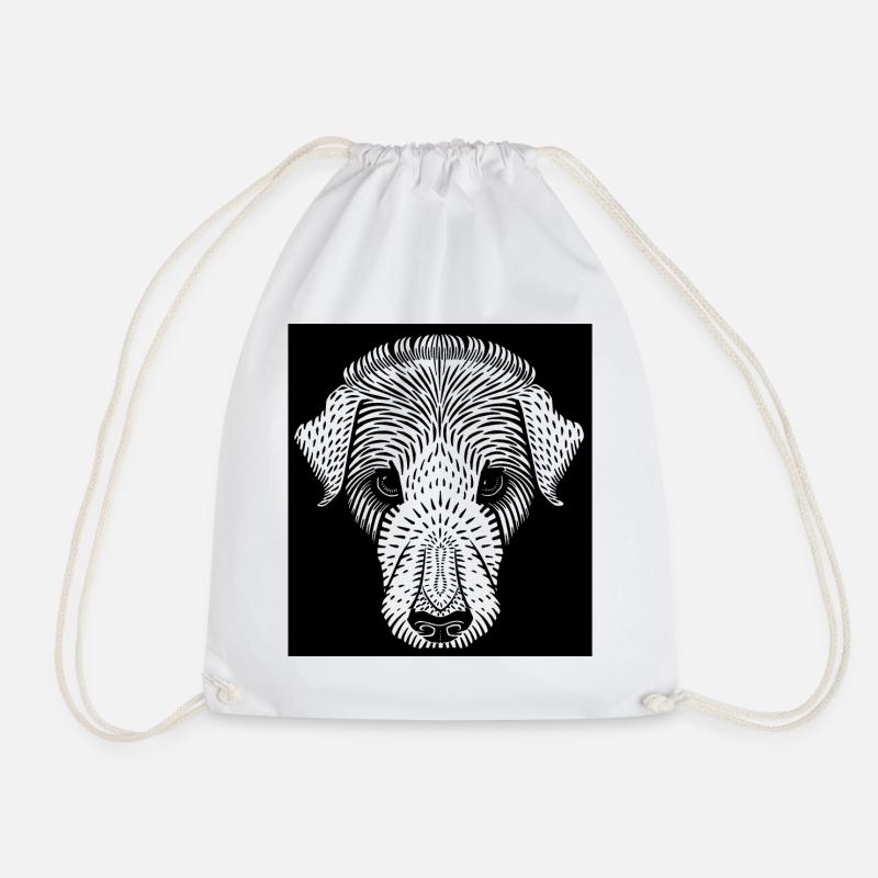 Border Terrier - Drawstring Bag - white