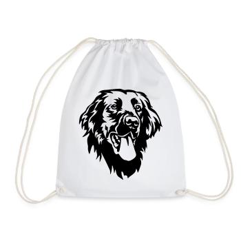 Flat-coated Retriever Head - Drawstring Bag - white - Front