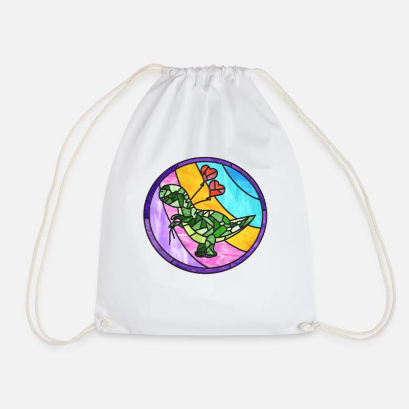 Love Love Dino Dinosaur - Drawstring Bag - white