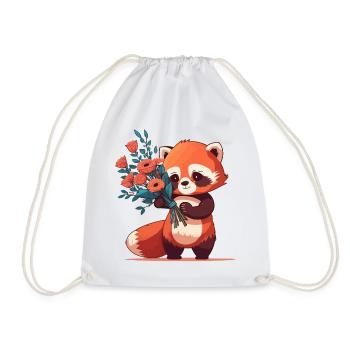 Panda roux à fleurs - Sac de sport léger - blanc - Devant