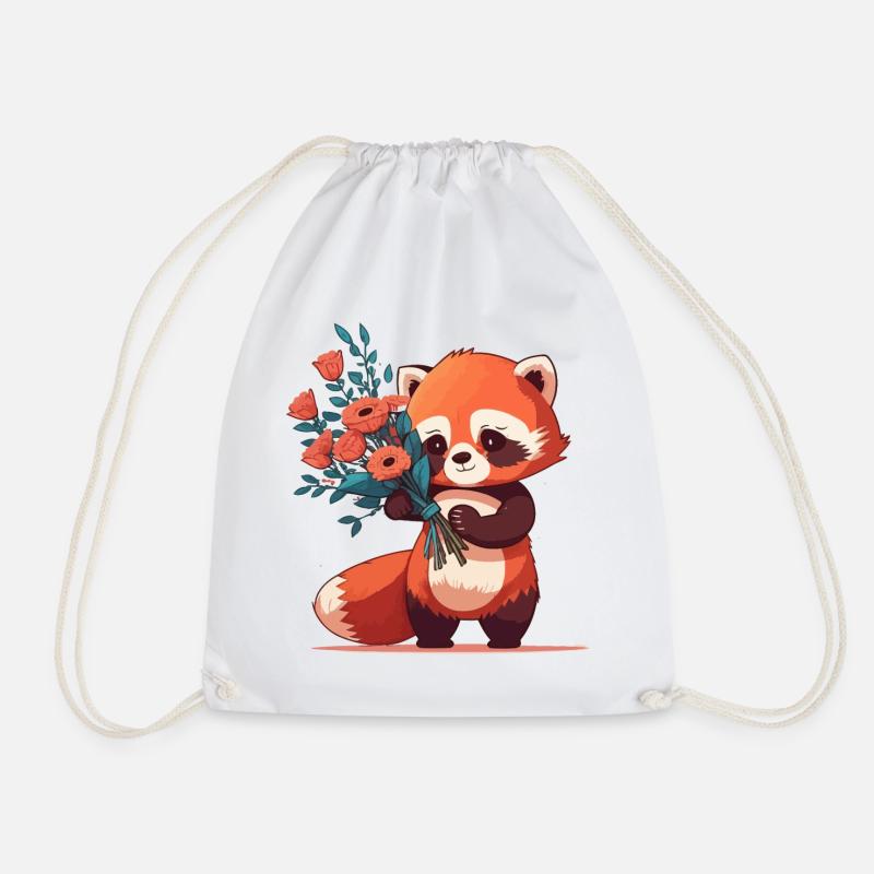 Panda roux à fleurs - Sac de sport léger - blanc