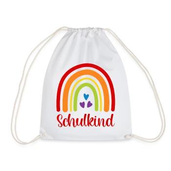 Schulkind Regenbogen Schulanfang Einschulung 2026 - Turnbeutel - Weiß - Vorne