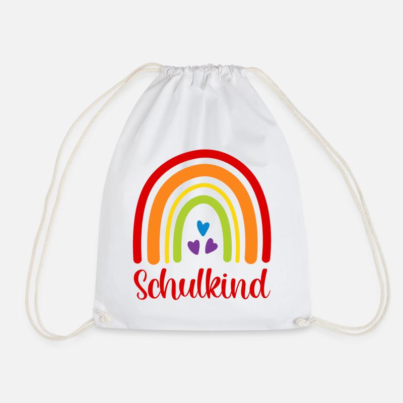 Schulkind Regenbogen Schulanfang Einschulung 2026 - Turnbeutel - Weiß