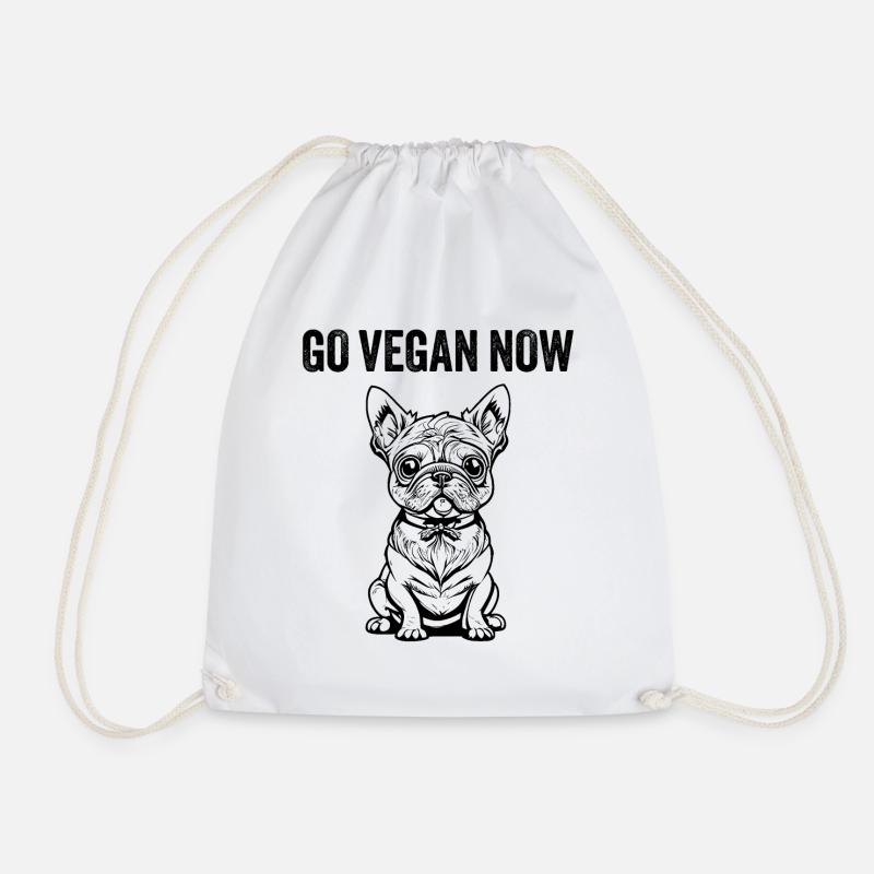GO VEGAN NOW - Drawstring Bag - white