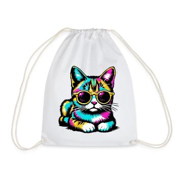 Cat with sunglasses - Drawstring Bag - white - Front
