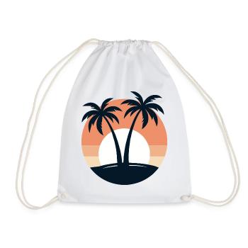 Rétro coucher de soleil Palmiers Plage Vacances Tropical - Sac de sport léger - blanc - Devant