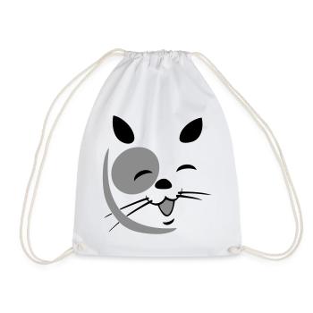 Cat face - Drawstring Bag - white - Front
