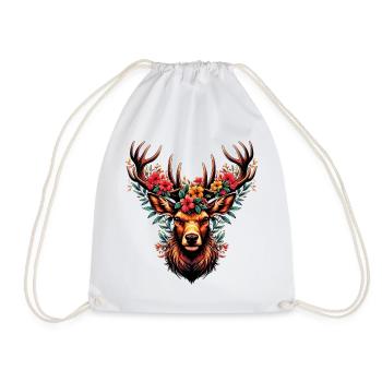 Cerf avec des fleurs - Sac de sport léger - blanc - Devant