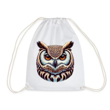 Owl - Drawstring Bag - white - Front
