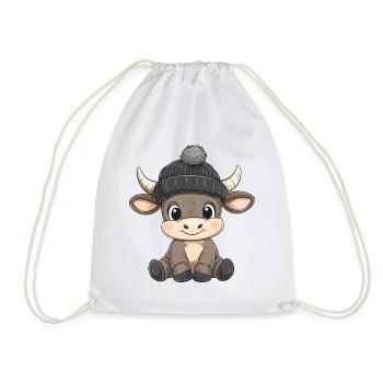Stier Süß Niedlich Baby Kinder Tier Cartoon - Turnbeutel - Weiß - Vorne