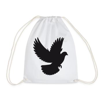 Peaceful Dove in Flight – Silhouette Style - Drawstring Bag - white - Front