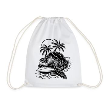 Surf Turtle - Tropical Beach Vibes - Drawstring Bag - white - Front