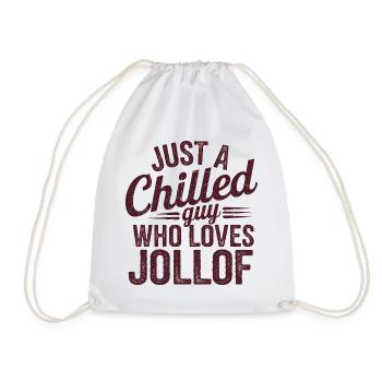 Chilled Guy Who Loves Jollof, African Food - Drawstring Bag - white - Front