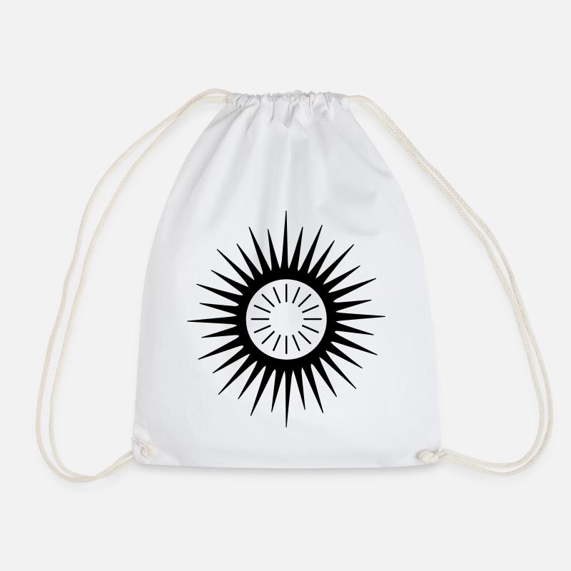 Geometric Sunburst Symbol - Drawstring Bag - white