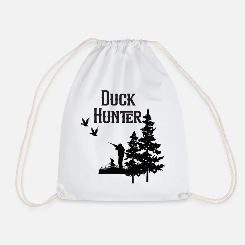 duck hunter - Drawstring Bag - white