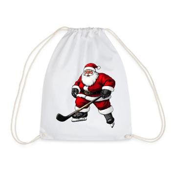 Eishockeyspieler Weihnachtsmann - Drawstring Bag - white - Front