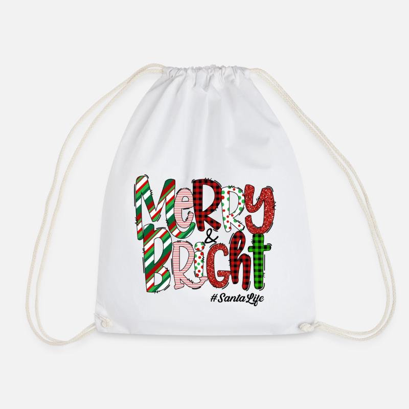 Merry Bright Festive Plaid Pattern - Turnbeutel - Weiß