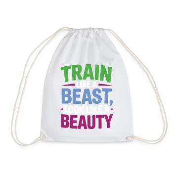 Train like a beast, look like a beauty - Drawstring Bag - white - Front