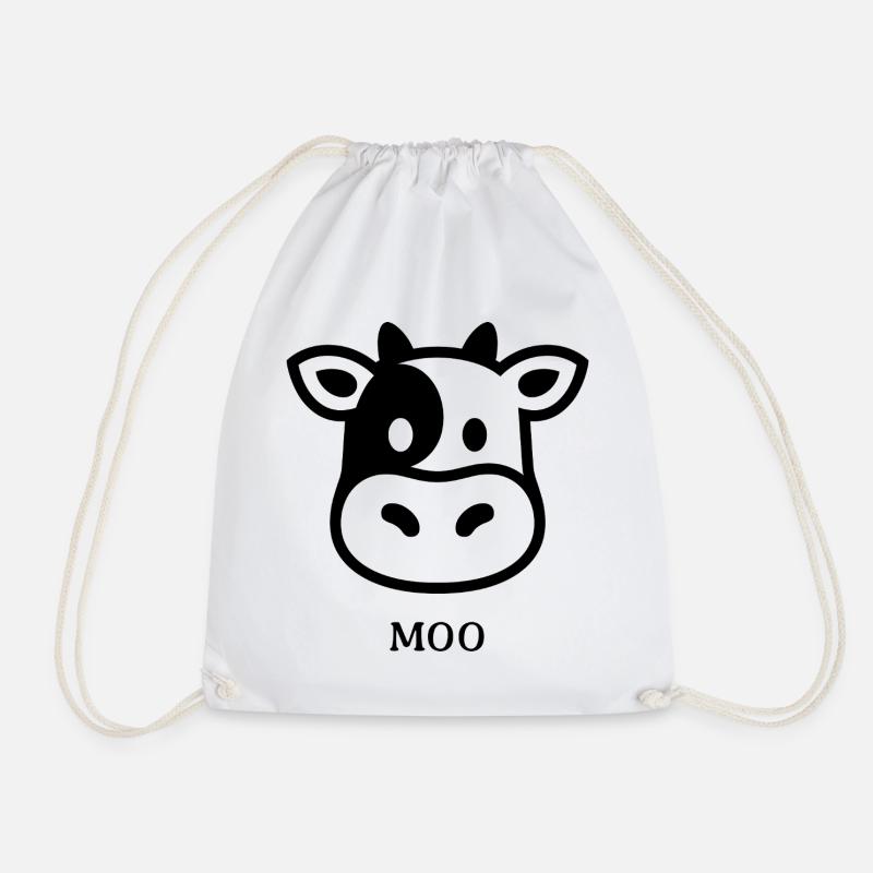 Cow Silhouette Backyard Style - Drawstring Bag - white