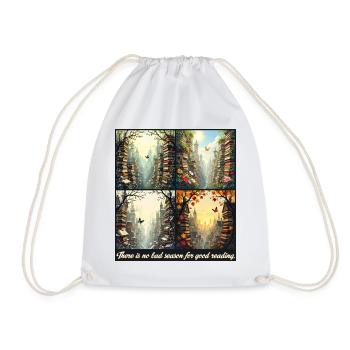 Four Seasons in the City of Books - Drawstring Bag - white - Front