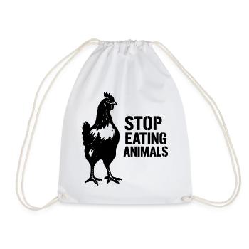 Vegan Raven Silhouette - Drawstring Bag - white - Front