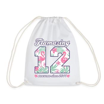 Idée cadeau pour la fille des Flamants Flamants pour le 12e anniversaire 2026 - Sac de sport léger - blanc - Devant
