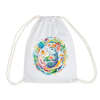 Bookworm in the book circle Lesefluss Bücherwurm - Drawstring Bag - white - Front