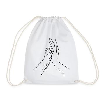 Dog Paw and Hand Team - Drawstring Bag - white - Front