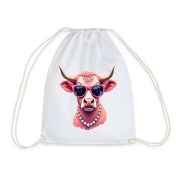 Cow - Drawstring Bag - white - Front