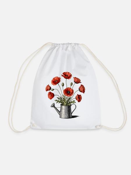 Mohnblumen in einer Gießkanne - Turnbeutel - Weiß
