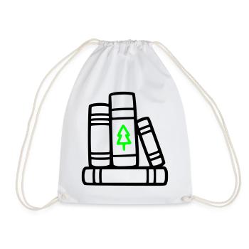 Stack of Books Tree Nature Reading Book Club Forest - Drawstring Bag - white - Front