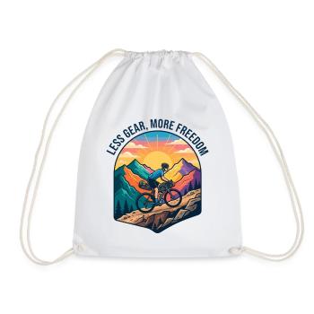 Bikepacking Mountain Ridge Cycling - Drawstring Bag - white - Front