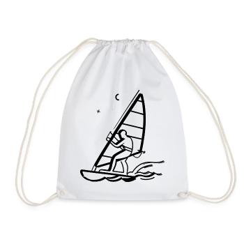 Windsurfing Drawing - Drawstring Bag - white - Front
