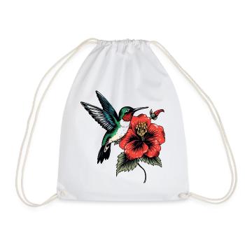 Wing Beat In Ink - Drawstring Bag - white - Front