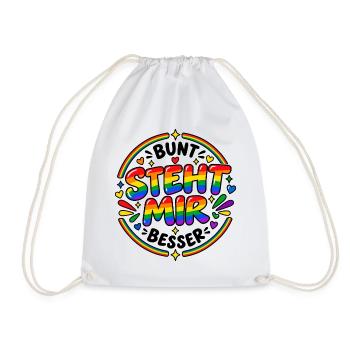 Bunt steht mir besser – Regenbogen Pride Spruch - Turnbeutel - Weiß - Vorne